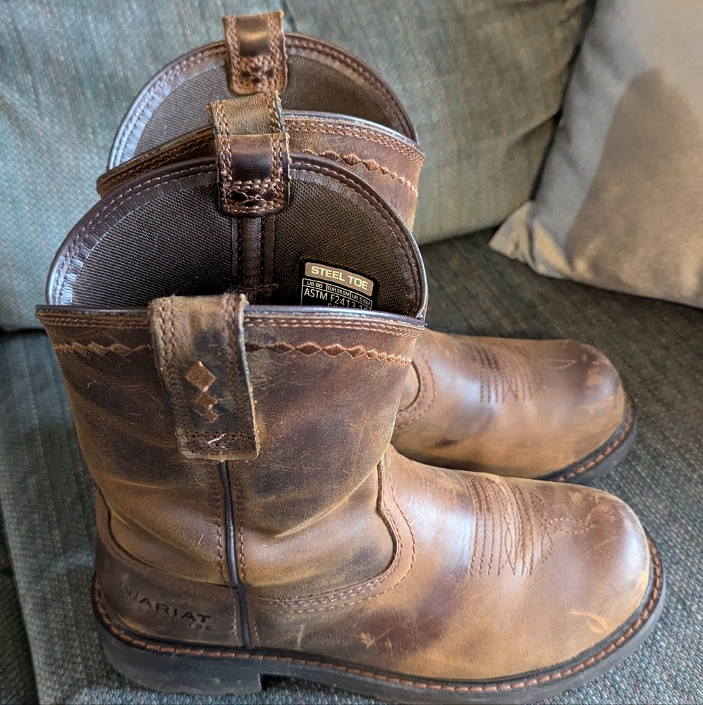 Ariat Fatbaby work pull-on steel toe brown 8B